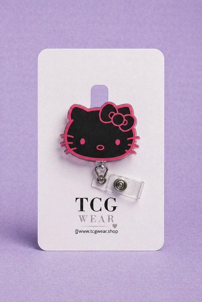 Hello Kitty Black & Pink Badge Reel